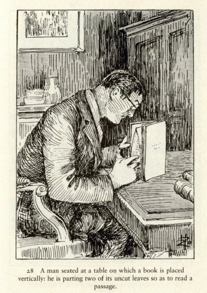 Bild Leseszenen - man reading passage in a book