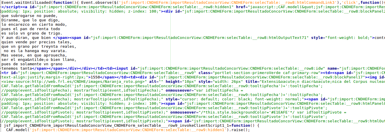 Ausschnitt einer extrahierten HTML-Datei